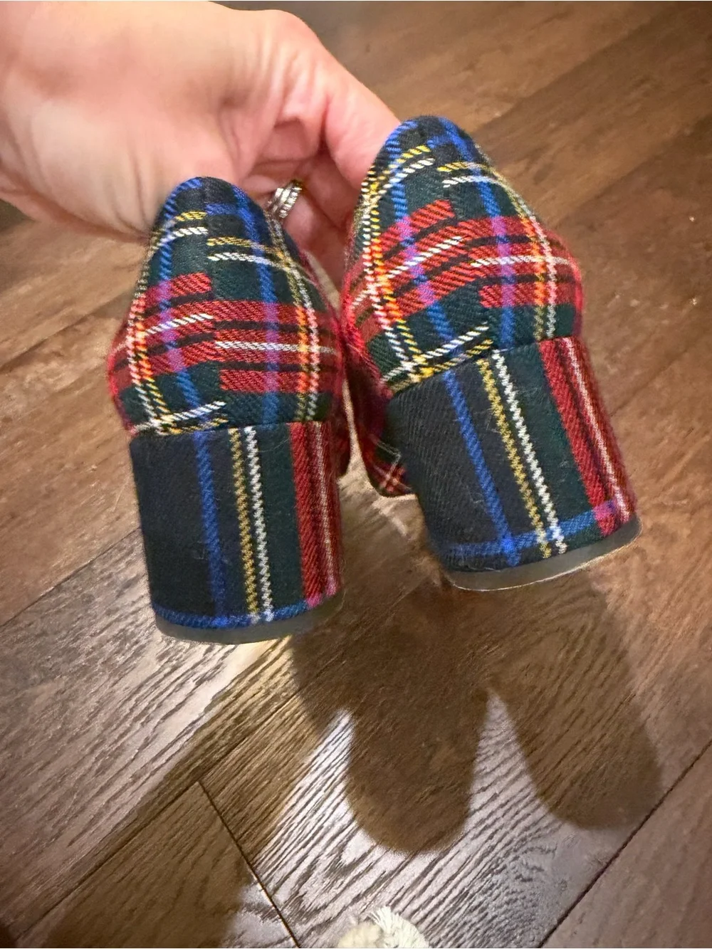 J.Crew collection Avery Christmas holiday plaid block heel pumps 8.5